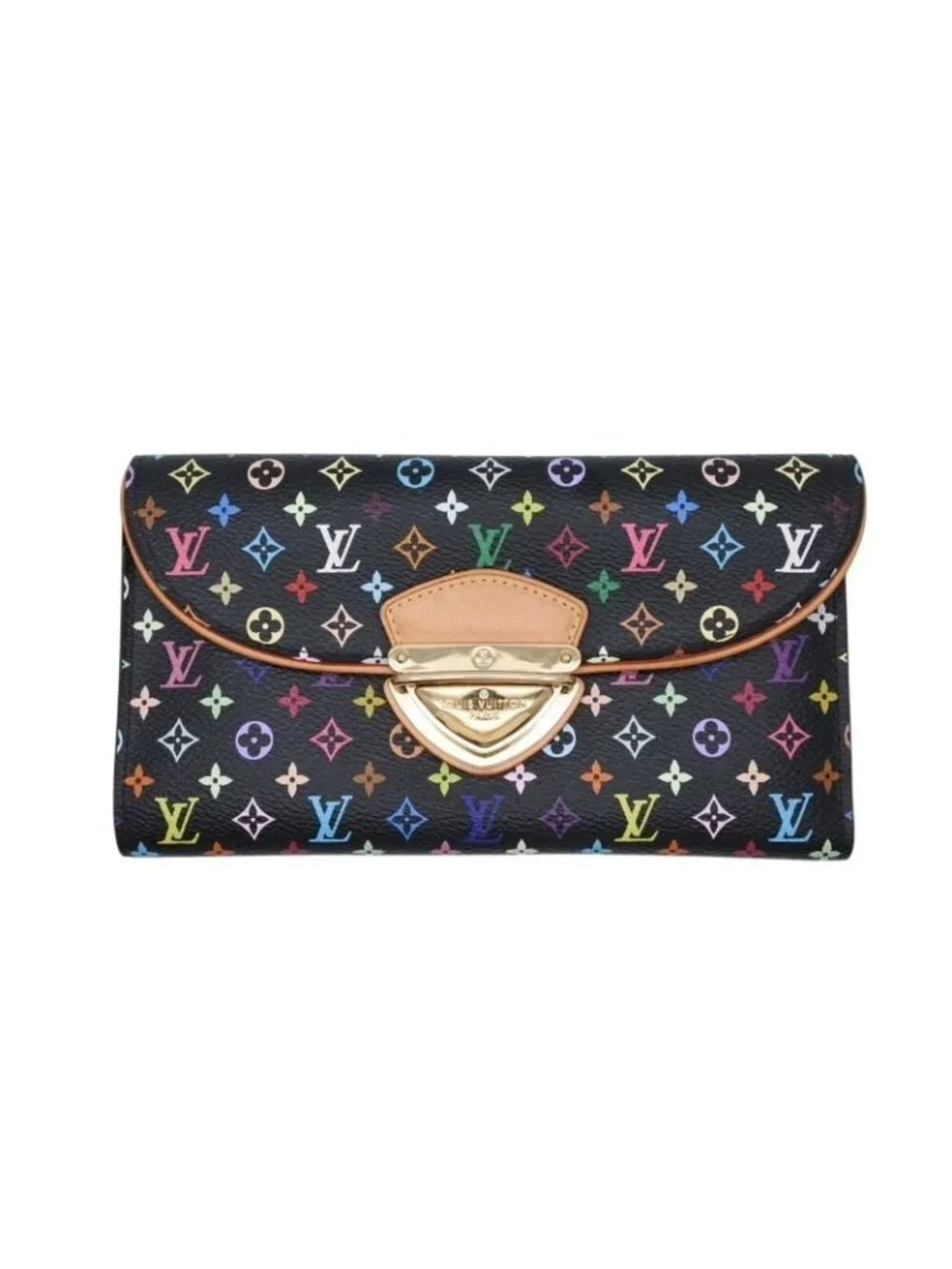 Louis Vuitton Portefeuille Trifold Wallet Grenat Multicolor Leather Gold